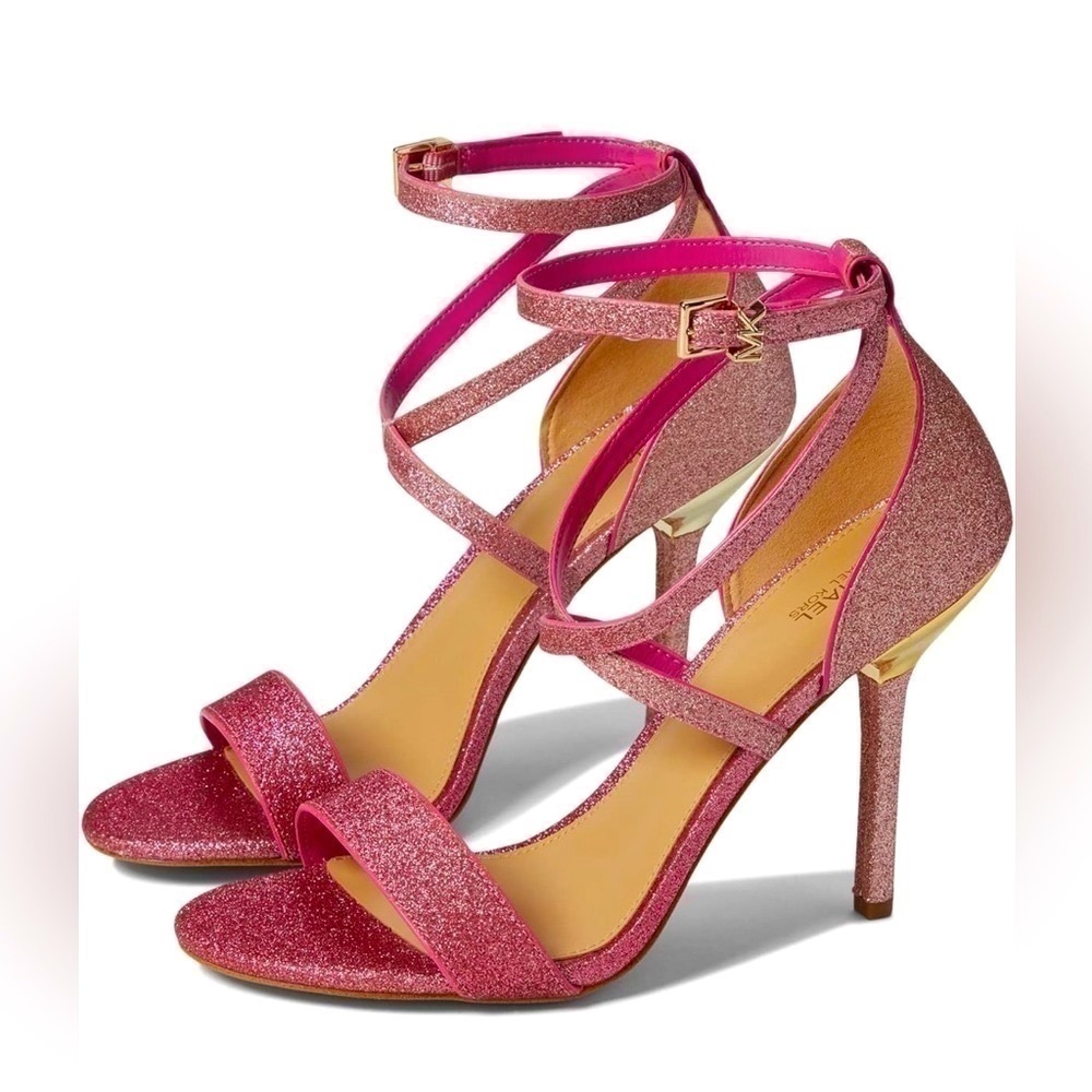 Michael Kors Astrid Glitter Fuchsia Heeled Sandal